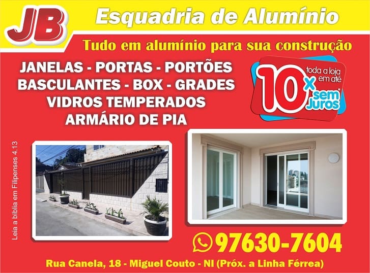 JB Esquadrias de alumínios, portas e portões de alumínio em miguel couto