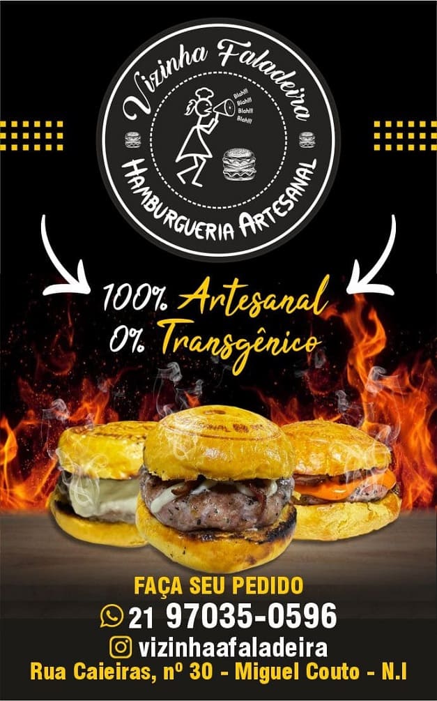 Vizinha Faladeira, hambúrguer na brasa em miguel couto, o melhor hambúrguer artesanal de miguel couto e região